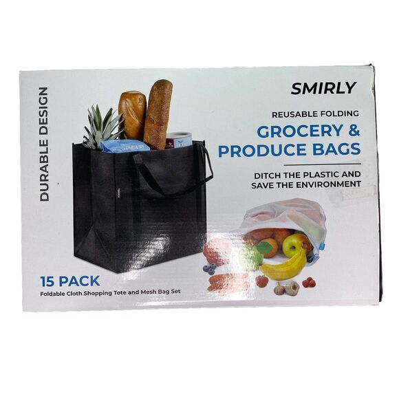 Smirly Reusable Folding Grocery & Produce Bags Cloth Shopping Totes Mesh PARTIAL - Picture 1 of 3